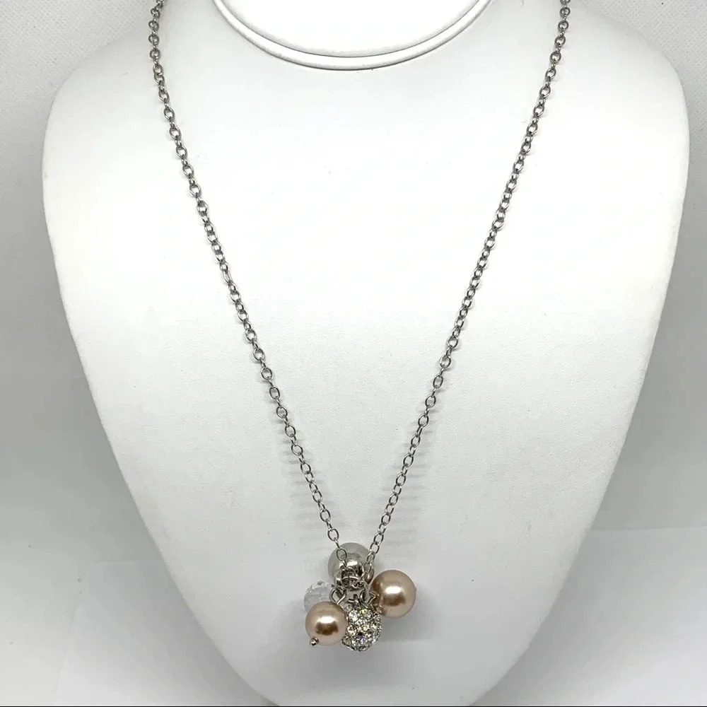 J. Crew Crystal Pearl Pave Ball Pendant Necklace